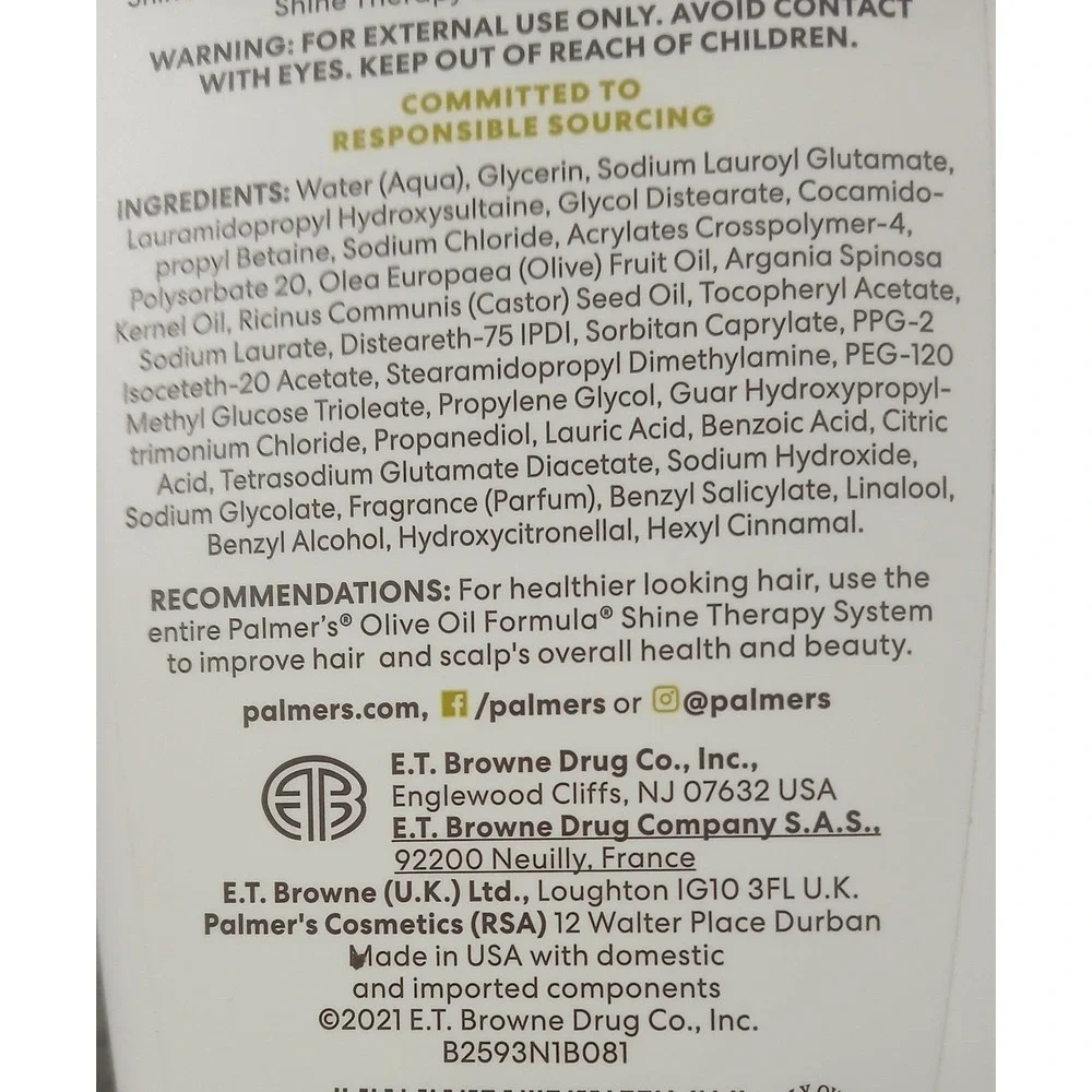 Palmers Olive Oil Formula Shine Therapy Shampoo Jamaican Black Castor Oil 13.5oz
